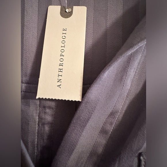 ANTHROPOLOGIE CLOTH & STONE GREY GRAY TONE ON TONE STRIPE SHIRT TENCEL BLOUSE sm - Picture 6 of 7